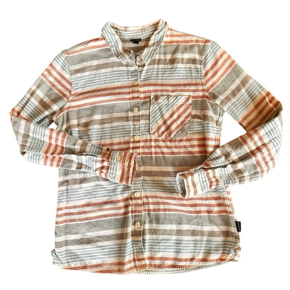 2 for $15 😍 Patagonia Haywood Flannel Pinyon Stripes Button Down – Blue – Size 4 - Picture 2 of 7
